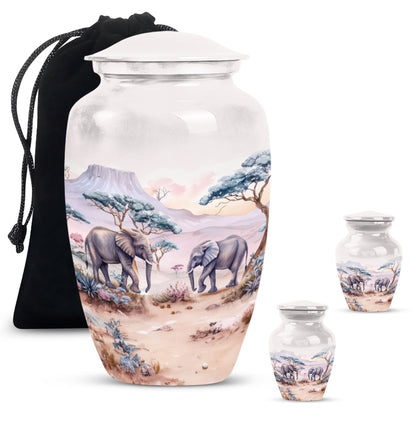 Butterfly themed elephant urn.