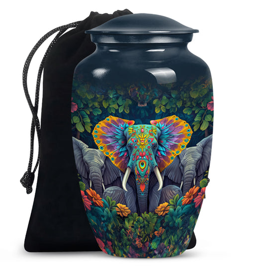 Butterfly-themed Classic Elephant Urn for adult human ashes.