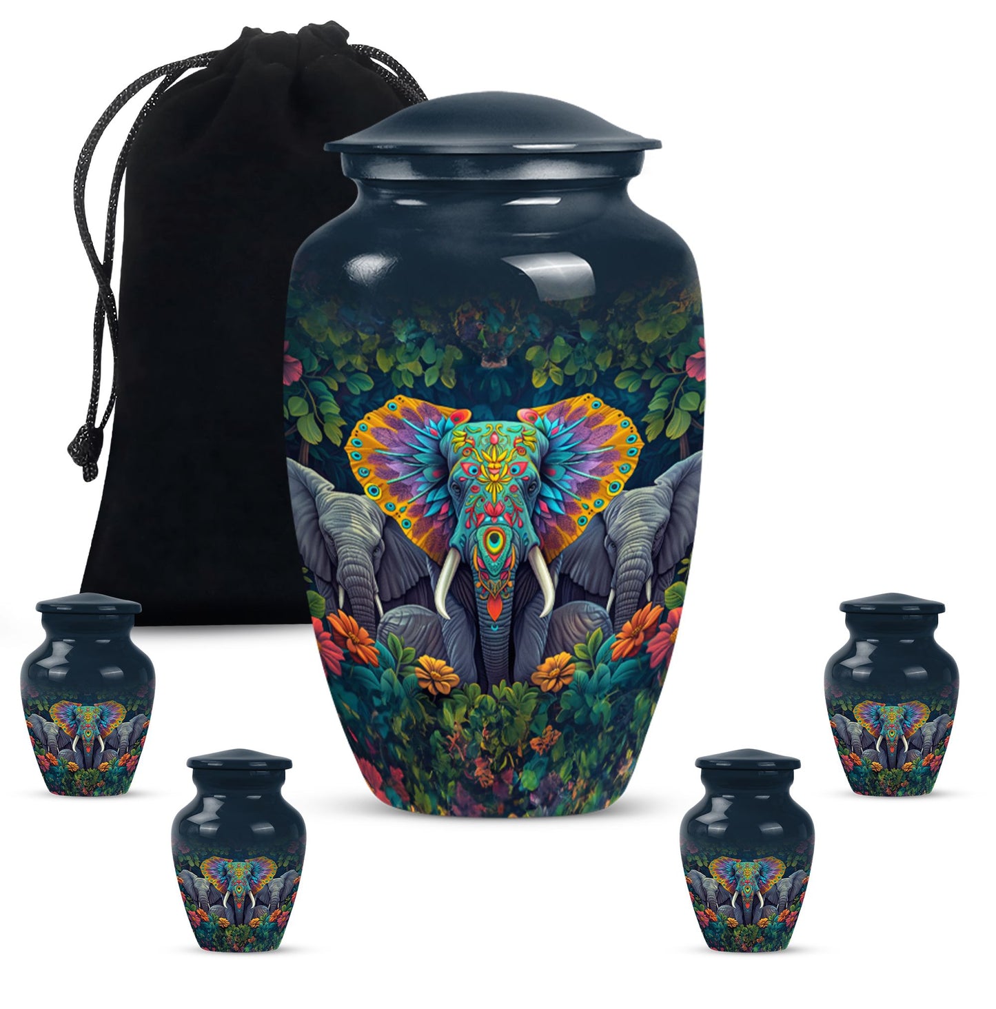 Butterfly-themed Classic Elephant Urn for adult human ashes.