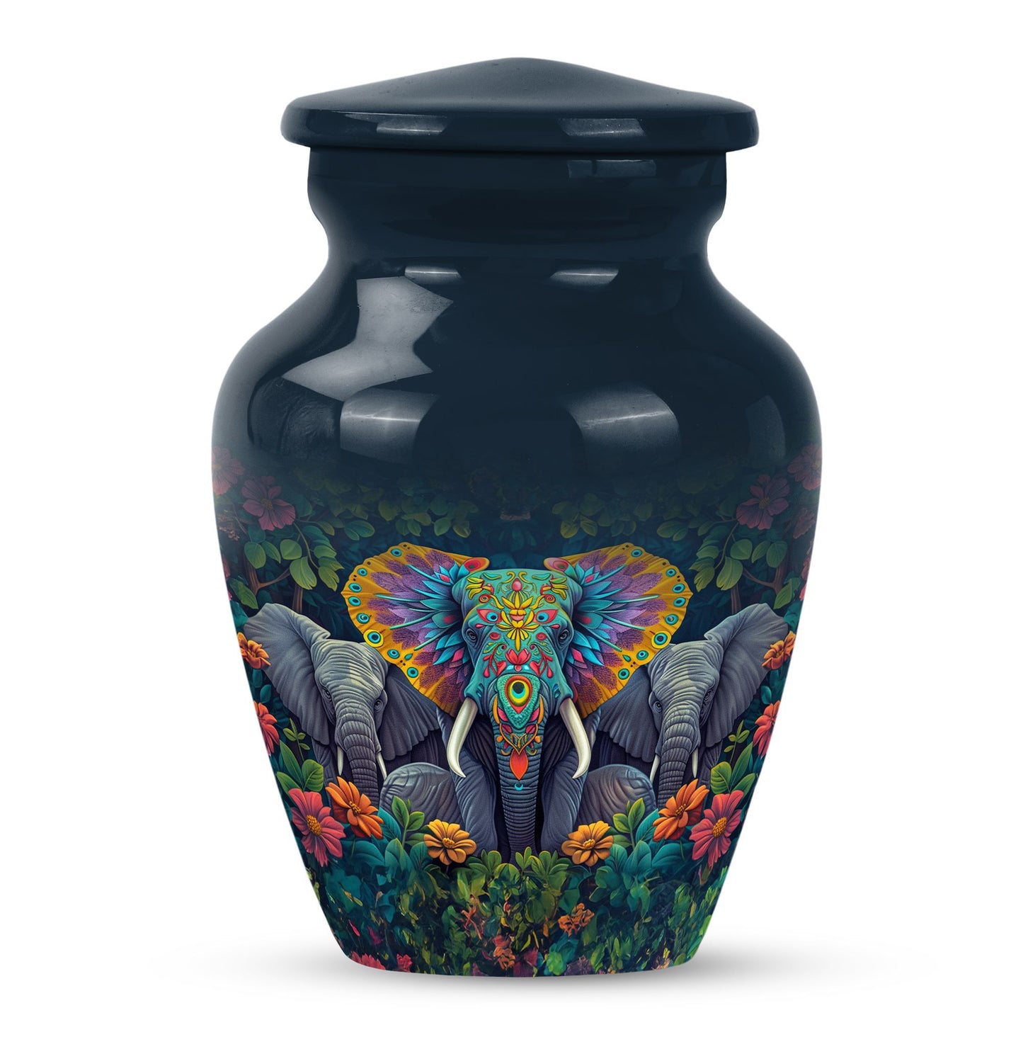 Butterfly-themed Classic Elephant Urn for adult human ashes.