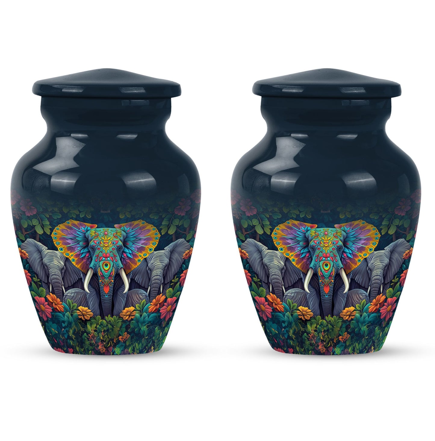 Butterfly-themed Classic Elephant Urn for adult human ashes.
