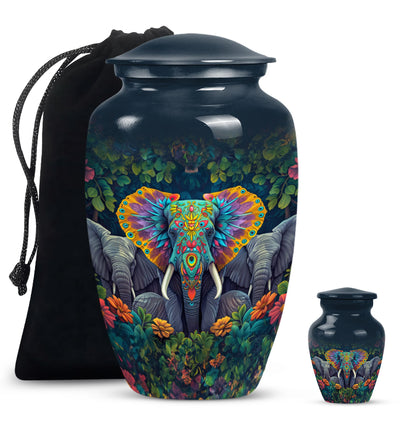 Butterfly-themed Classic Elephant Urn for adult human ashes.