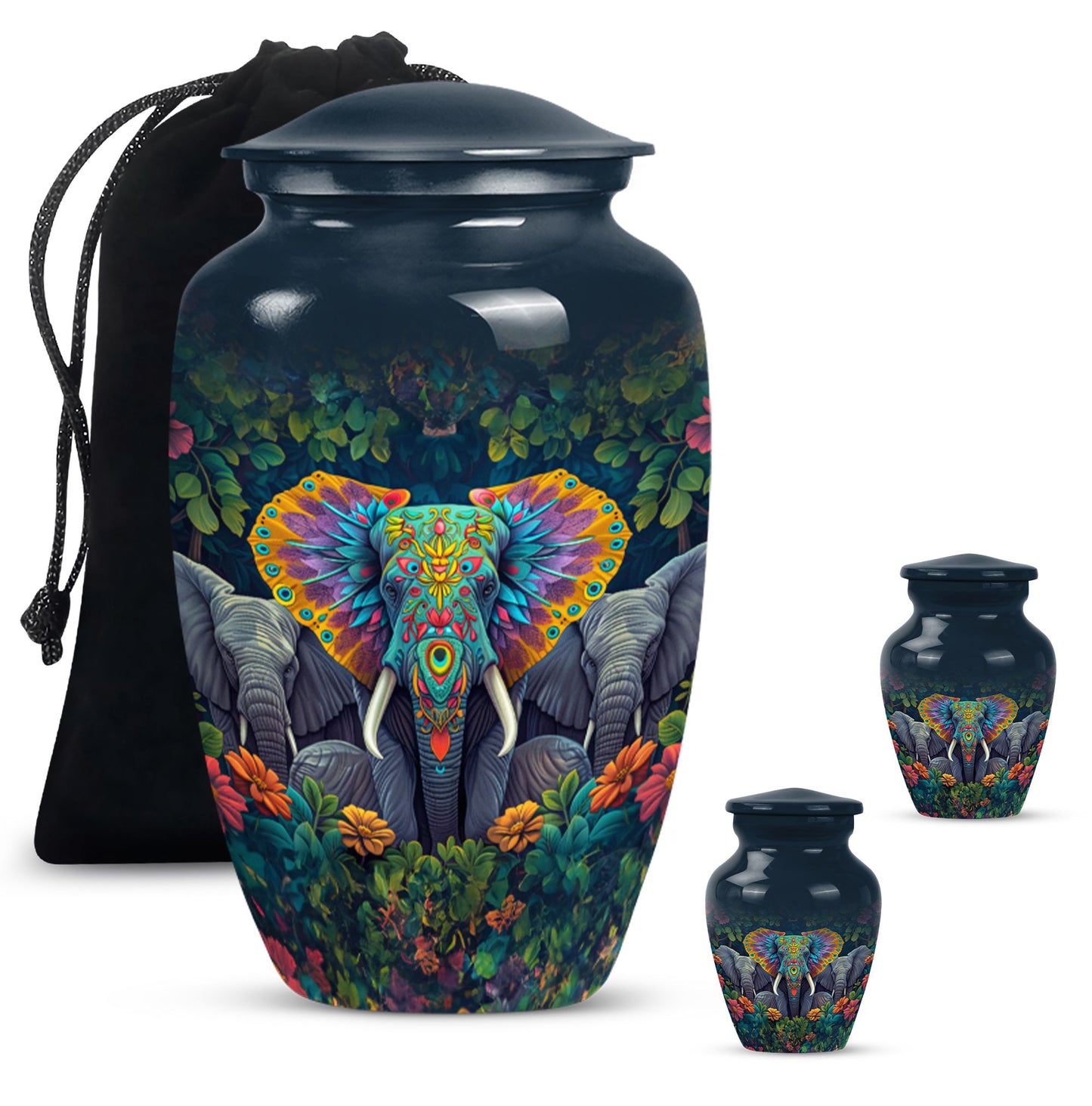 Butterfly-themed Classic Elephant Urn for adult human ashes.
