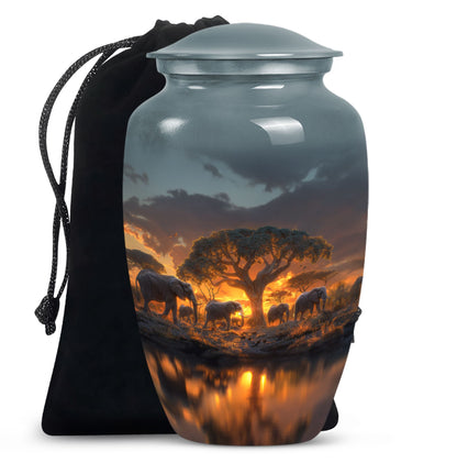 Classic 10-inch Elephant Family Urn.
