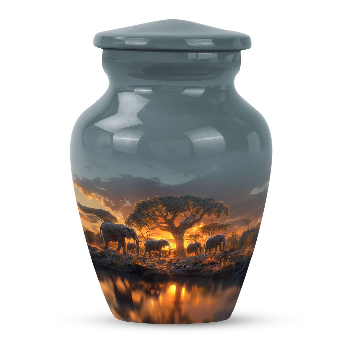 Classic 10-inch Elephant Family Urn.