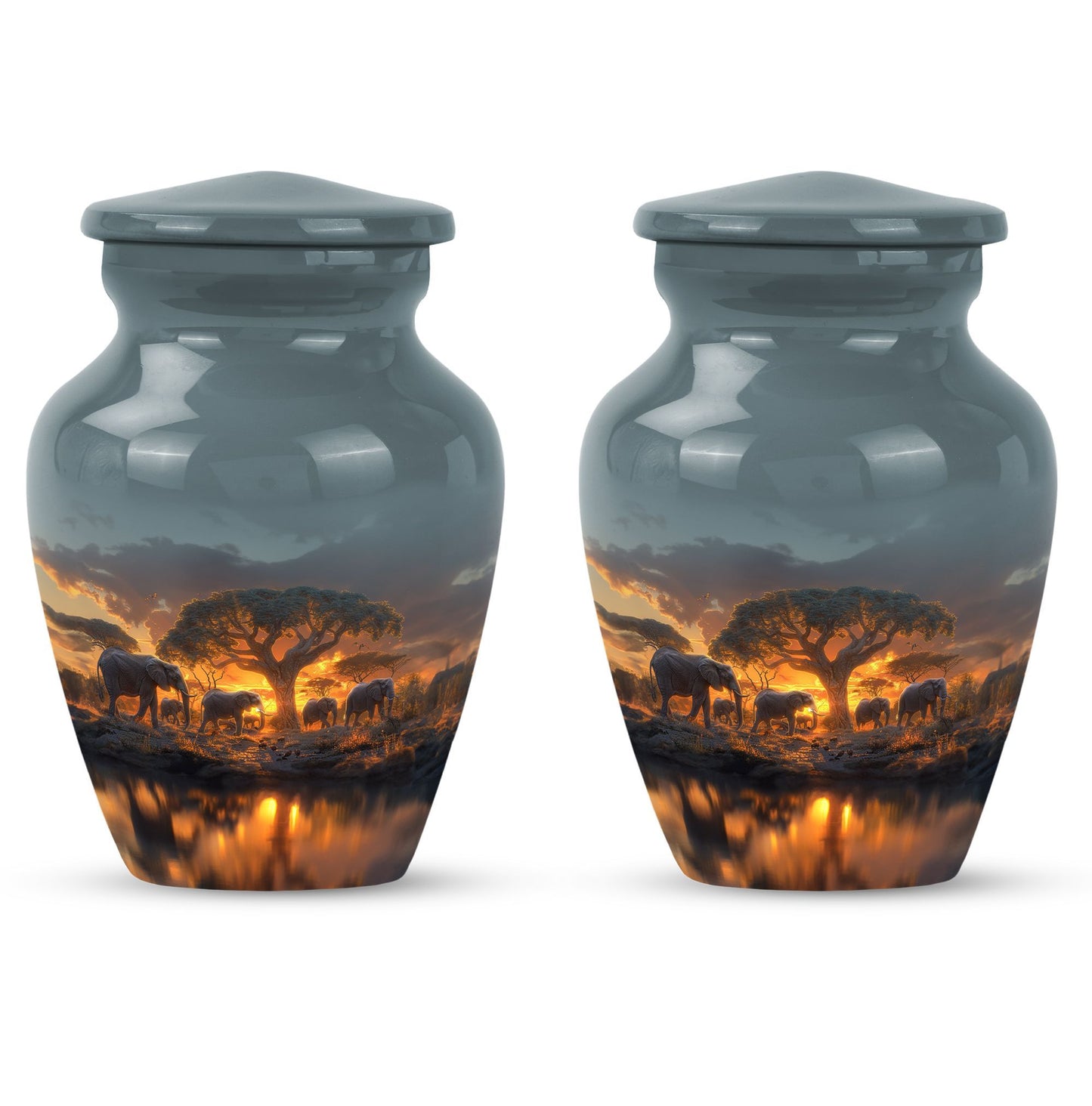 Classic 10-inch Elephant Family Urn.
