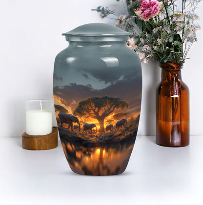 Classic 10-inch Elephant Family Urn.