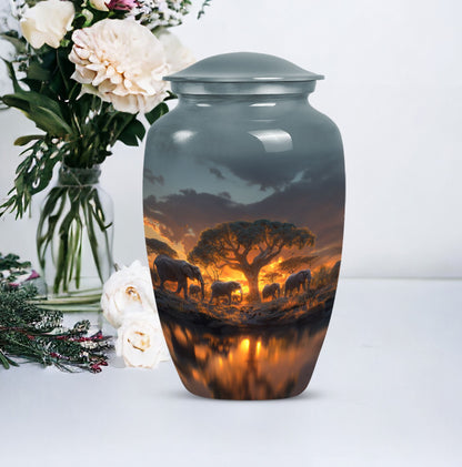 Classic 10-inch Elephant Family Urn.