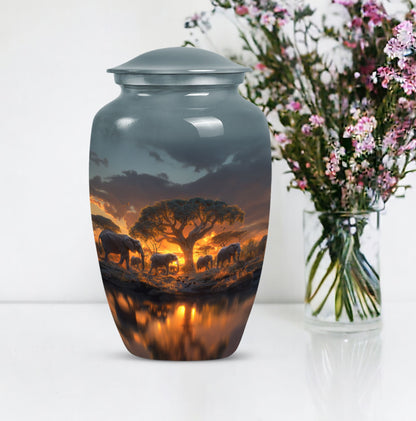 Classic 10-inch Elephant Family Urn.