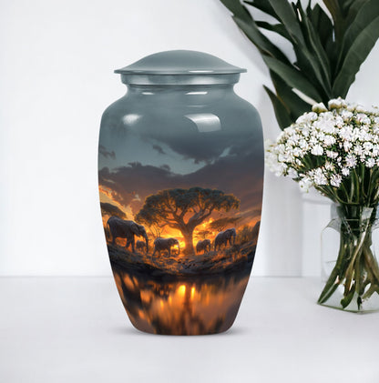 Classic 10-inch Elephant Family Urn.