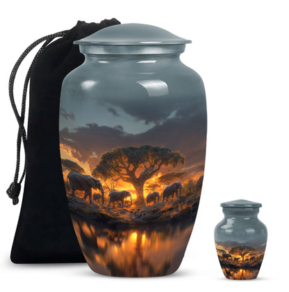Classic 10-inch Elephant Family Urn.