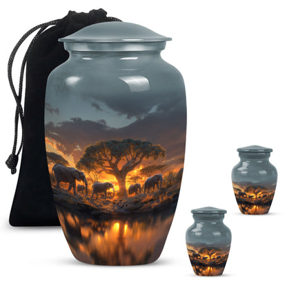 Classic 10-inch Elephant Family Urn.