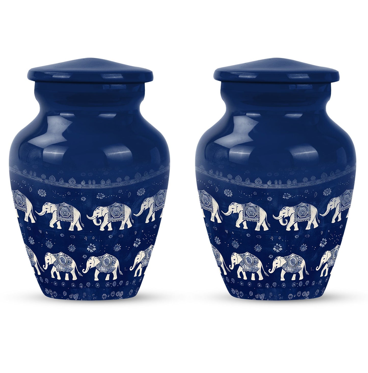 Elephant Family Urn with butterfly theme for cremation ashes