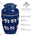 Elephant Family Urn with butterfly theme for cremation ashes