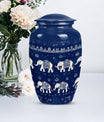 Elephant Family Urn with butterfly theme for cremation ashes