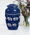 Elephant Family Urn with butterfly theme for cremation ashes