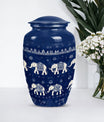 Elephant Family Urn with butterfly theme for cremation ashes