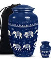 Elephant Family Theme Large Urn With 1 Keepsake Urn