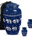 Elephant Family Theme Large Urn With 2 Keepsake Urn