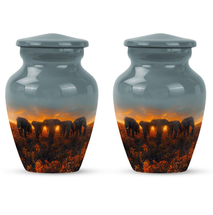 Classic 10-inch butterfly-themed Elephant Family Urn.