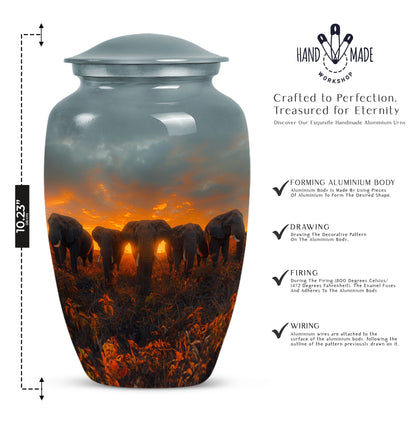 Classic 10-inch butterfly-themed Elephant Family Urn.