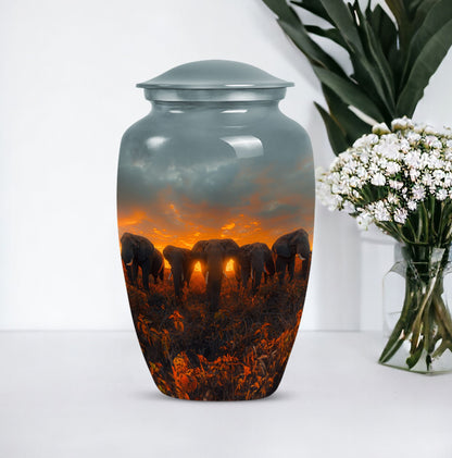 Classic 10-inch butterfly-themed Elephant Family Urn.