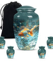 Gold Fish Theme Large Urn With 4 Keepsake Urn