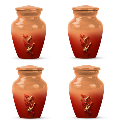 Gold fish urn with butterfly theme, ideal for memorial ashes