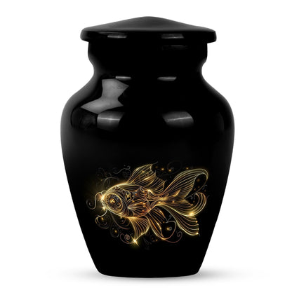 Classic 10-inch gold fish cremation medium urn 