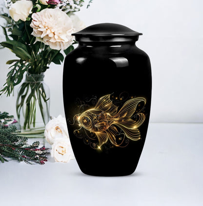 Classic 10-inch gold fish cremation medium urn 