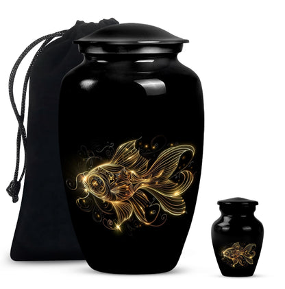 Classic 10-inch gold fish cremation medium urn 