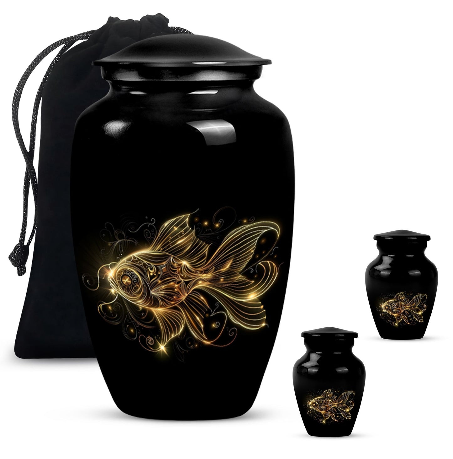 Classic 10-inch gold fish cremation medium urn 