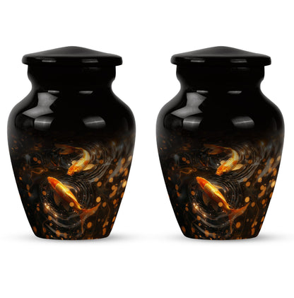 Classic 10-inch gold fish butterfly-themed memorial urn