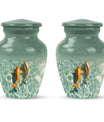 Classic 10-inch gold fish urn with butterfly theme,