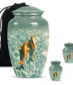 Gold Fish Theme Large Urn With 2 Keepsake Urn