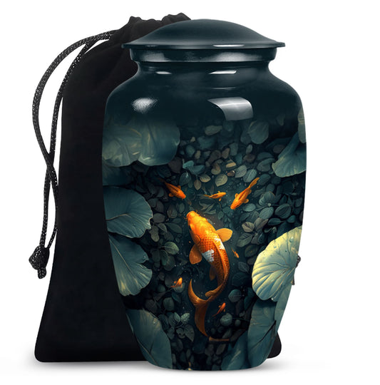 Gold Fish Theme Large Urn 10 Inch