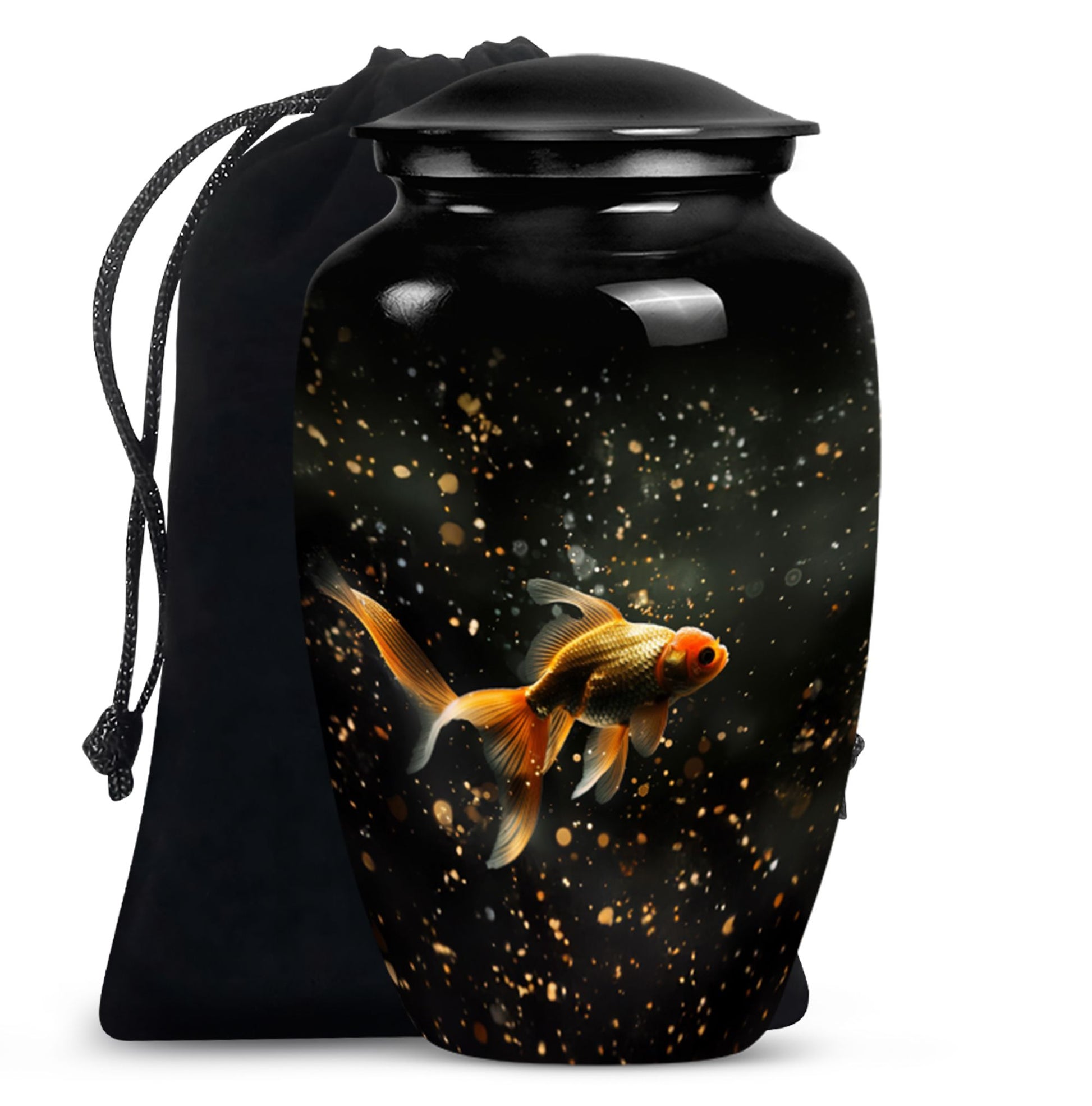 Gold Fish Theme Large Urn 10 Inch
