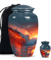 Ocean Waves Theme Large Urn With 1 Keepsake Urn