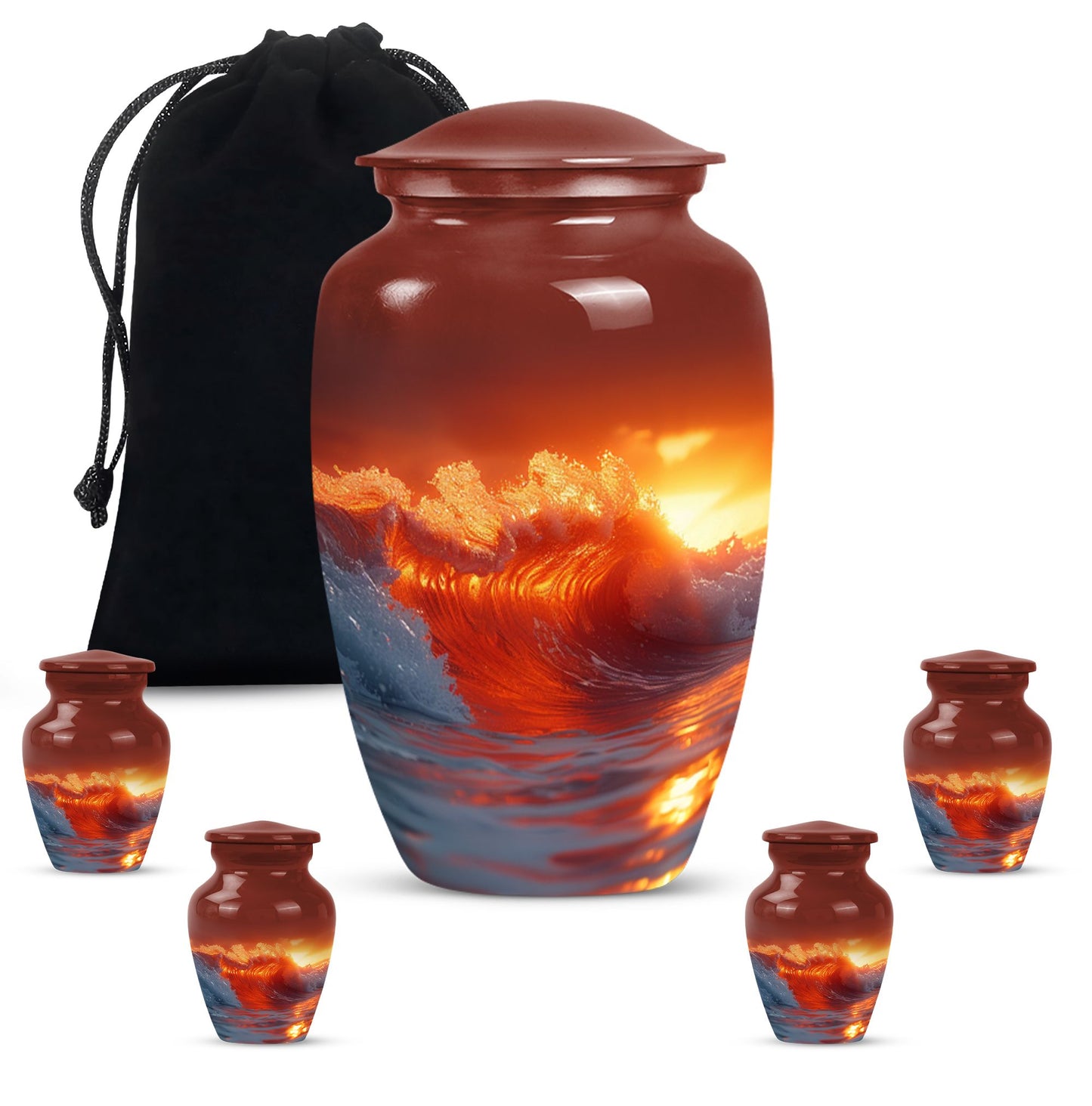  ocean waves Urn with butterfly 