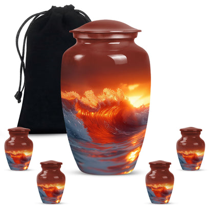  ocean waves Urn with butterfly 