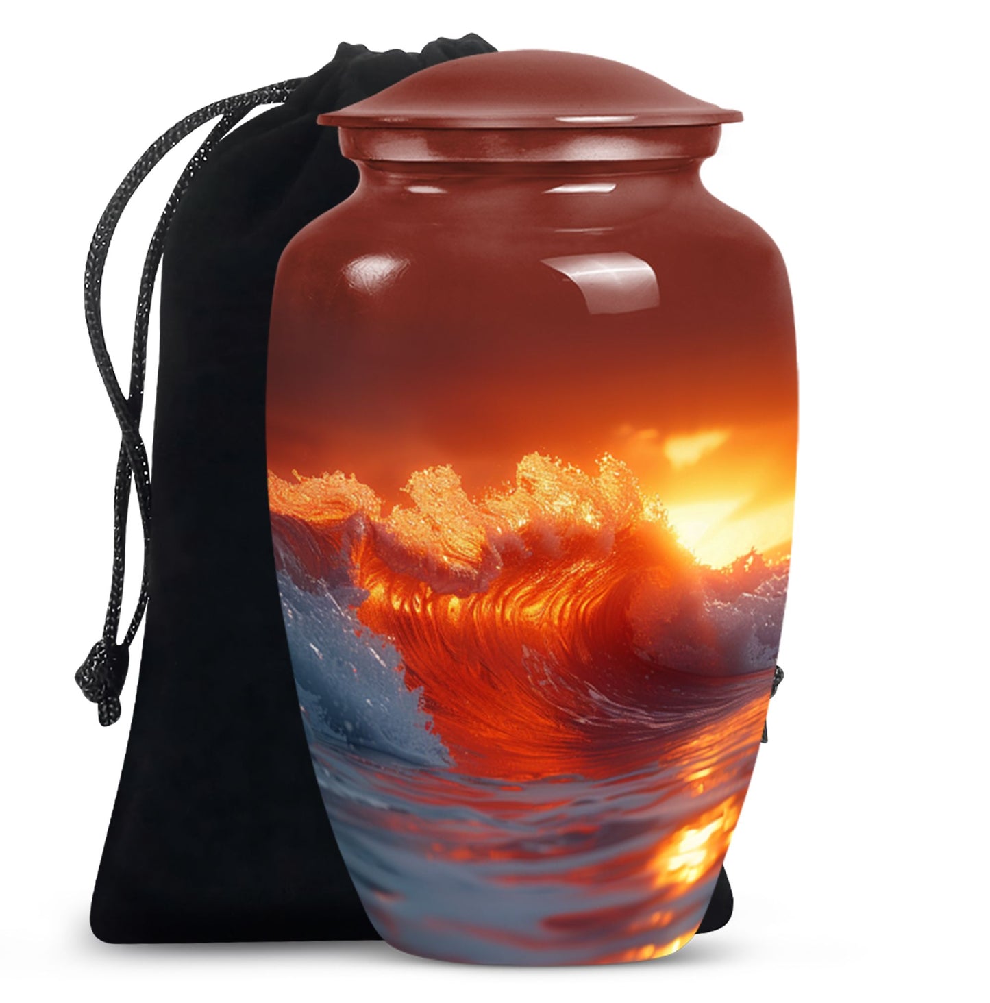 Ocean Waves Theme Large Urn 10 Inch
