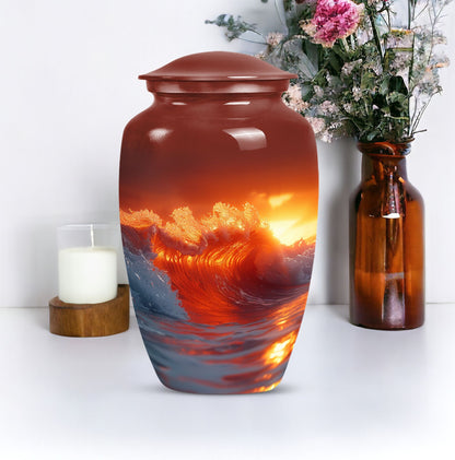  ocean waves Urn with butterfly 