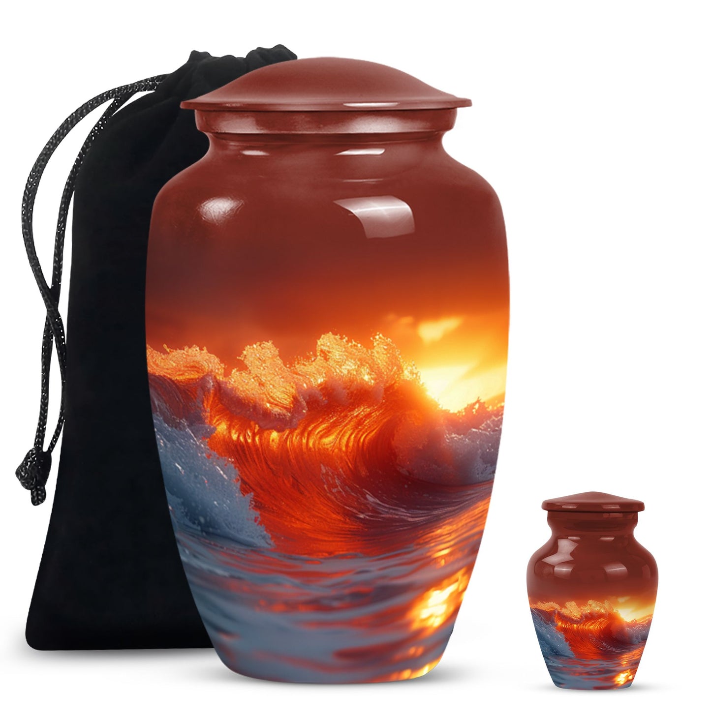  ocean waves Urn with butterfly 