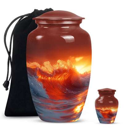  ocean waves Urn with butterfly 
