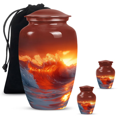  ocean waves Urn with butterfly 