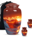 Ocean Waves Theme Large Urn With 2 Keepsake Urn