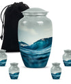 Ocean Waves Theme Large Urn With 4 Keepsake Urn