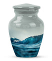 10-inch large ocean waves urn with butterfly theme.