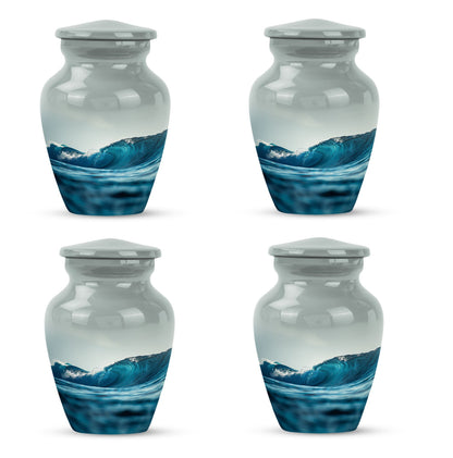 10-inch large ocean waves urn with butterfly theme.