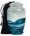 Ocean Waves Theme Large Urn 10 Inch